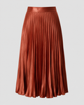Satin Pleated Midi Skirt