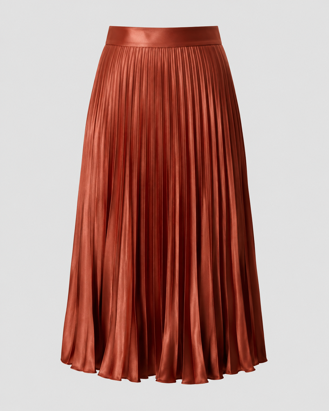 Satin Pleated Midi Skirt