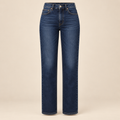 High-Waisted Straight-Leg Denim Jeans