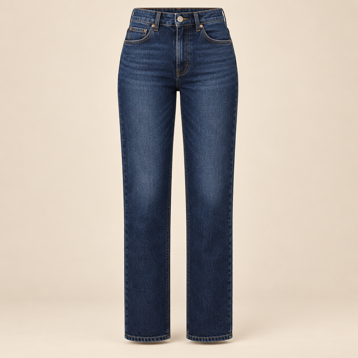 High-Waisted Straight-Leg Denim Jeans