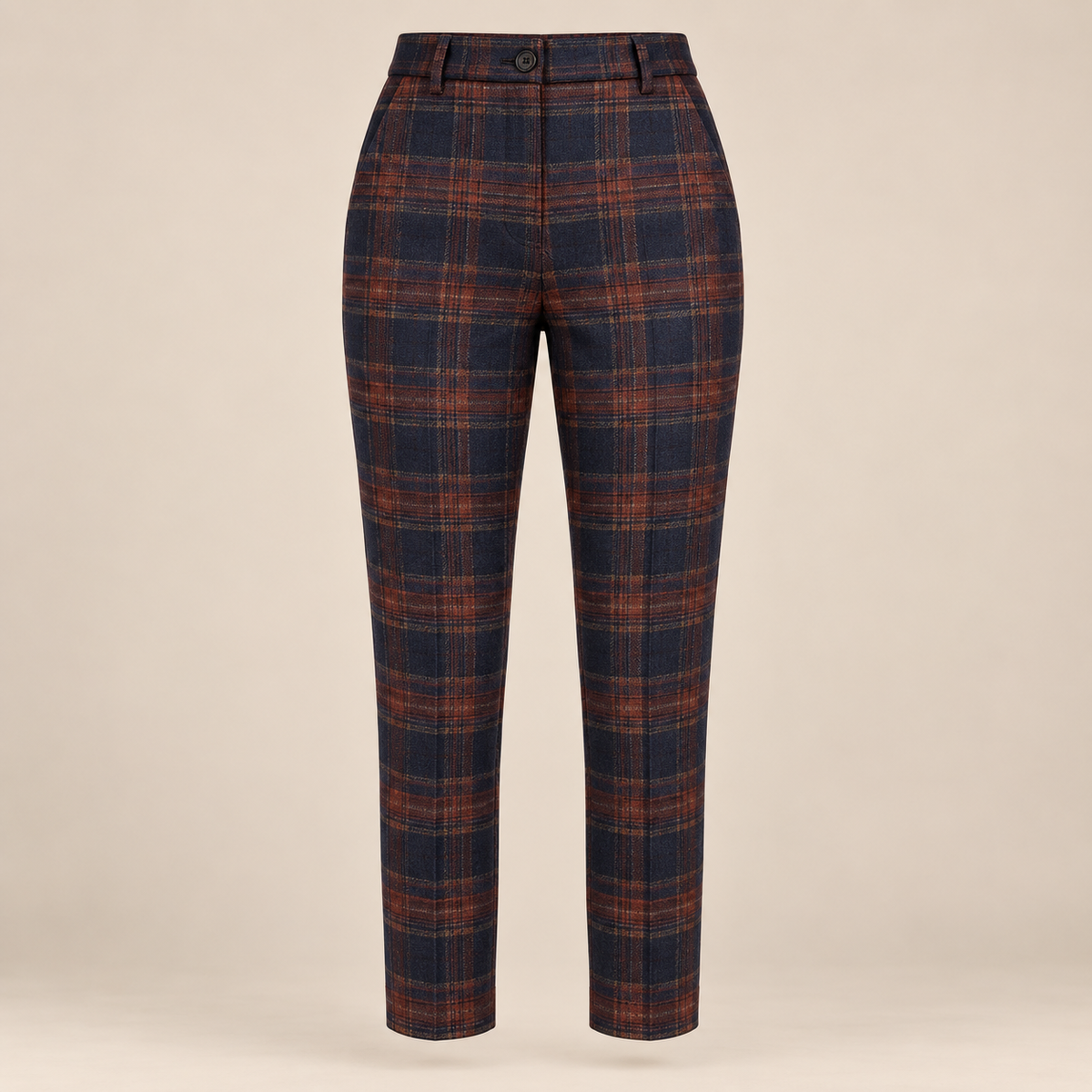 Classic Plaid High-Waisted Ankle Pants